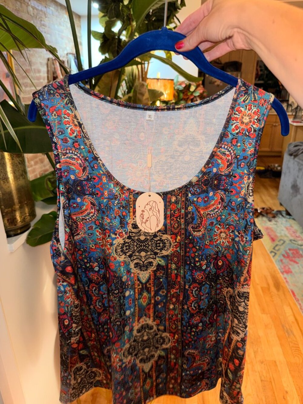 Zeagoo Flowy Loose Fit Boho Scoop Neck Tank Top Summer Blouse